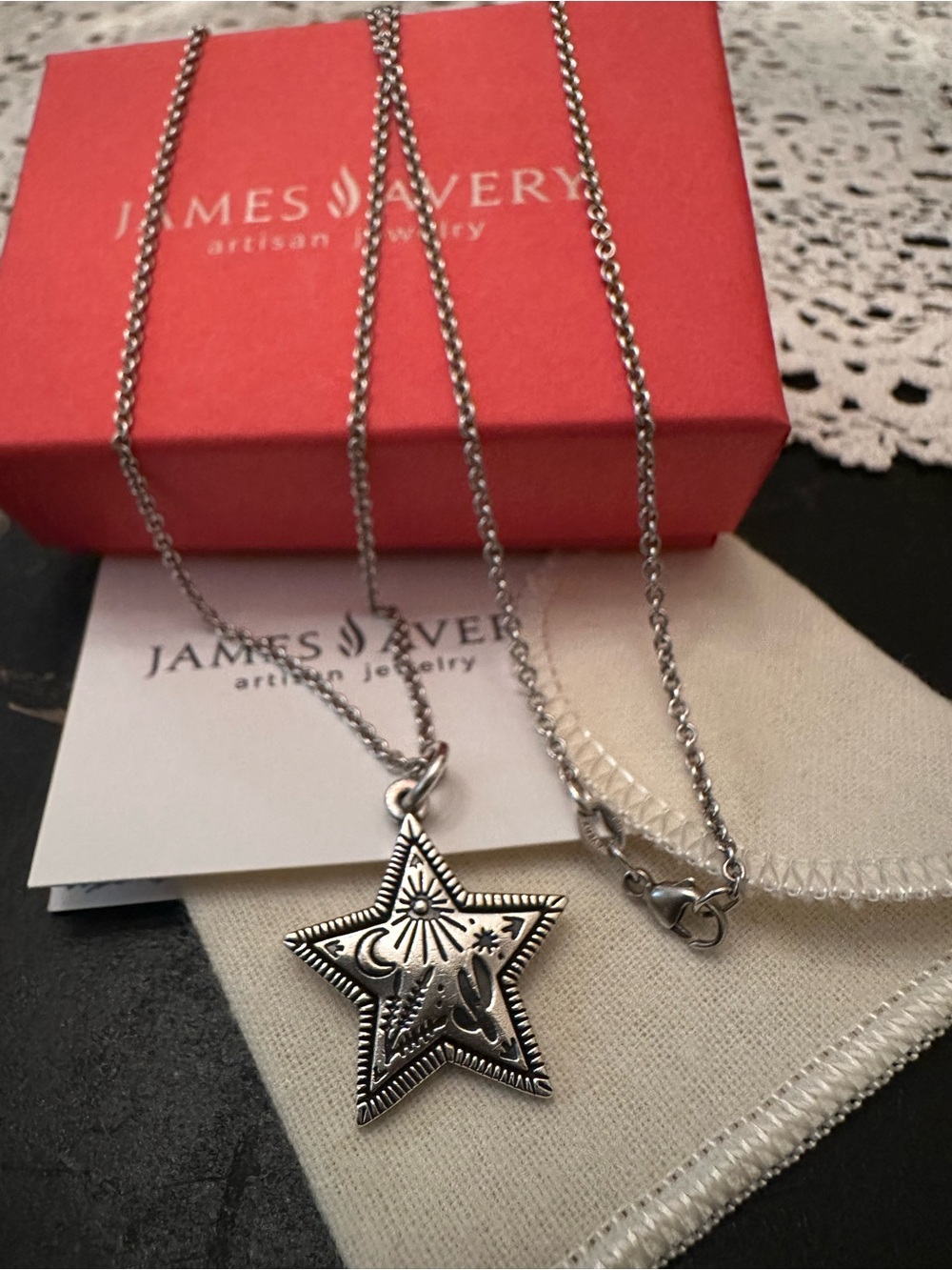 James Avery Western Sky Star Pendant~Cactus,Sun,Moon Large Bale 24” cable chain